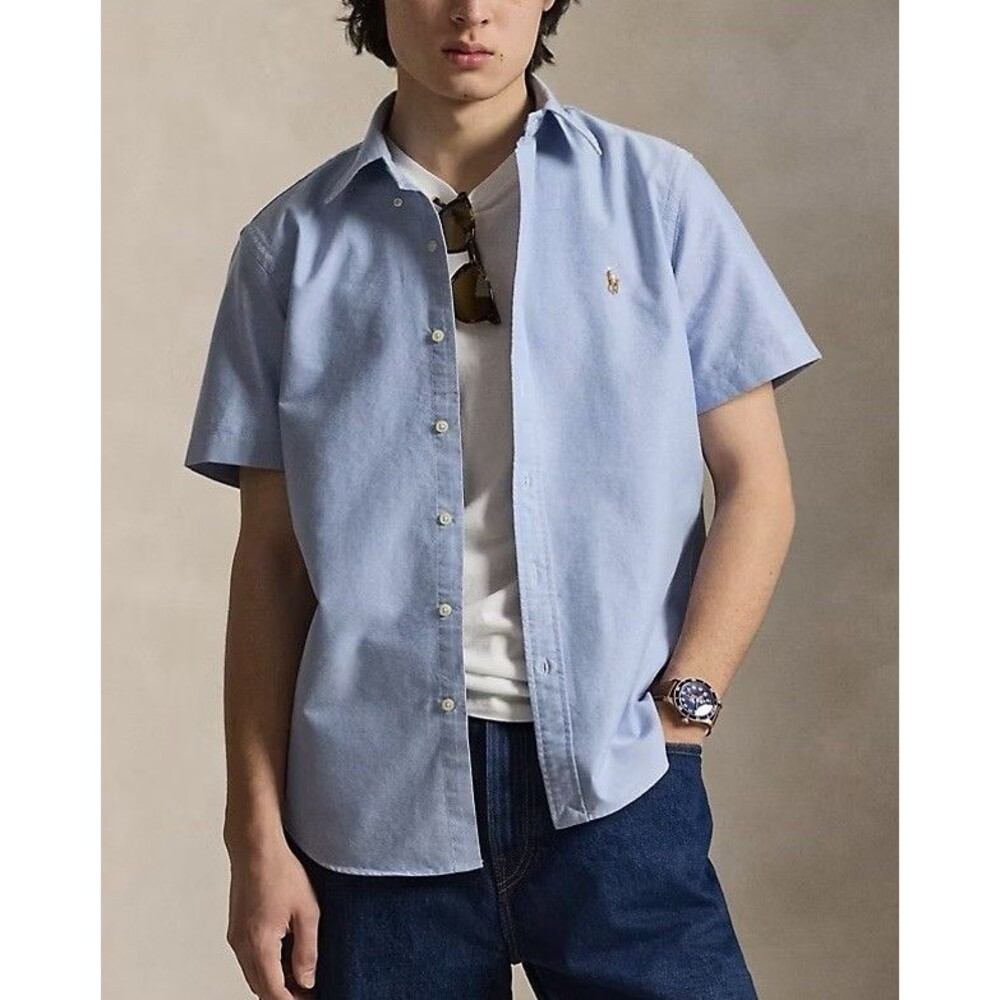 Ralph Lauren Men XXL Classic Fit Chambray Oxford Cotton Blue Coastal Preppy READ